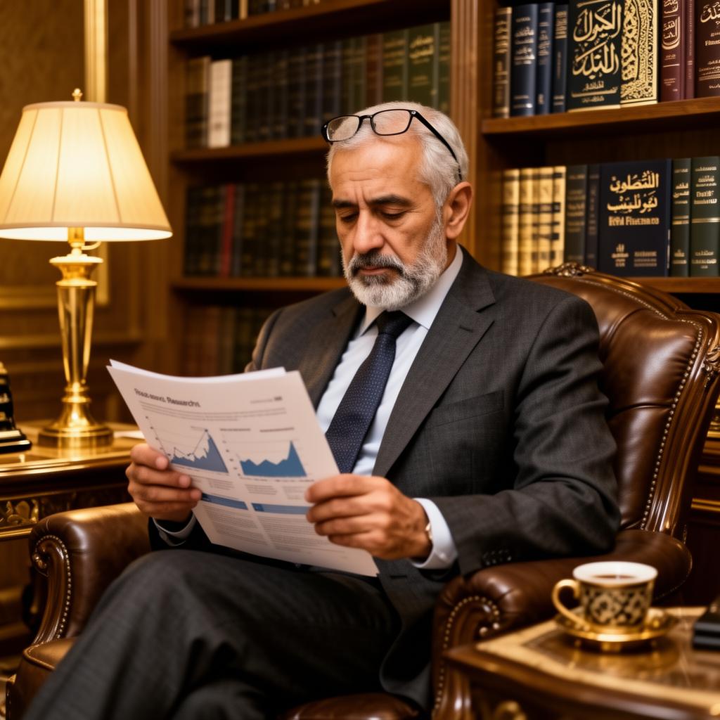 Senior investment professional reviewing research