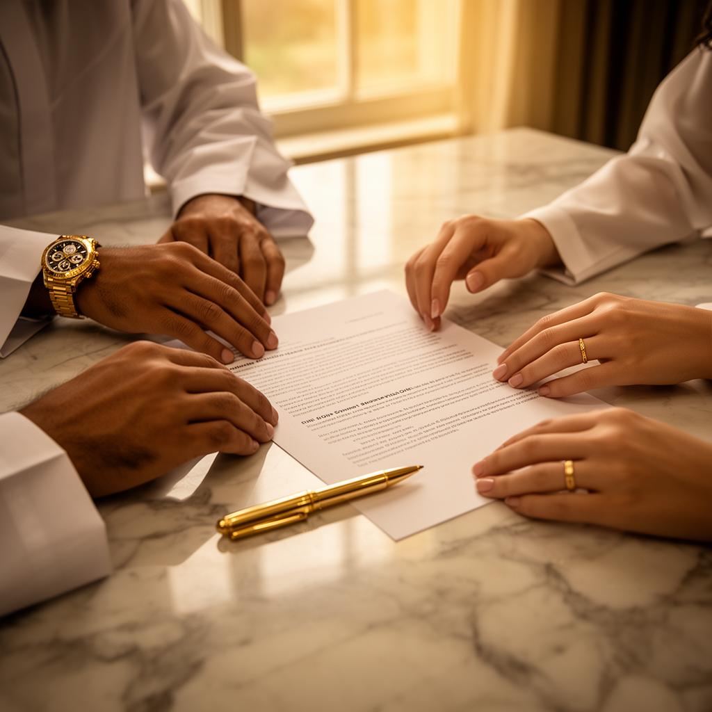 Partnership handshake over documents