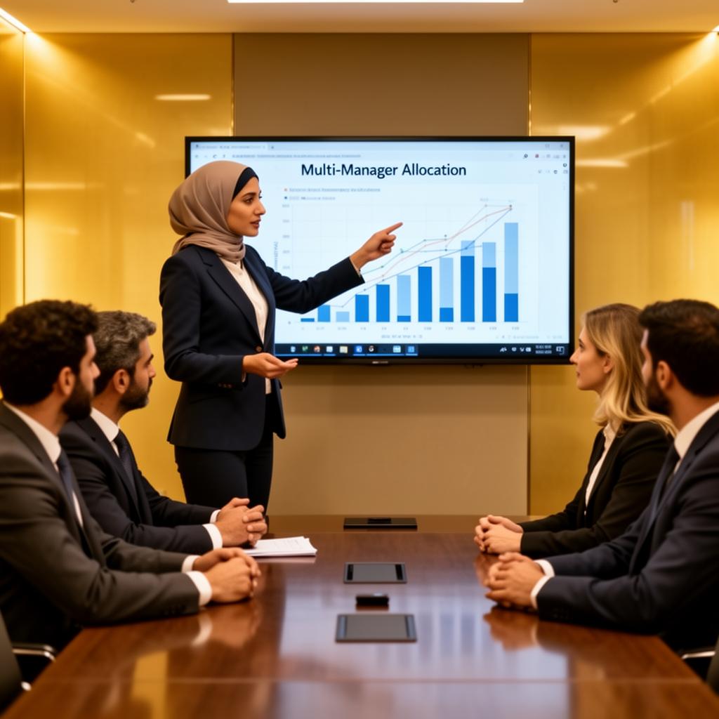Investment analyst presenting allocation data