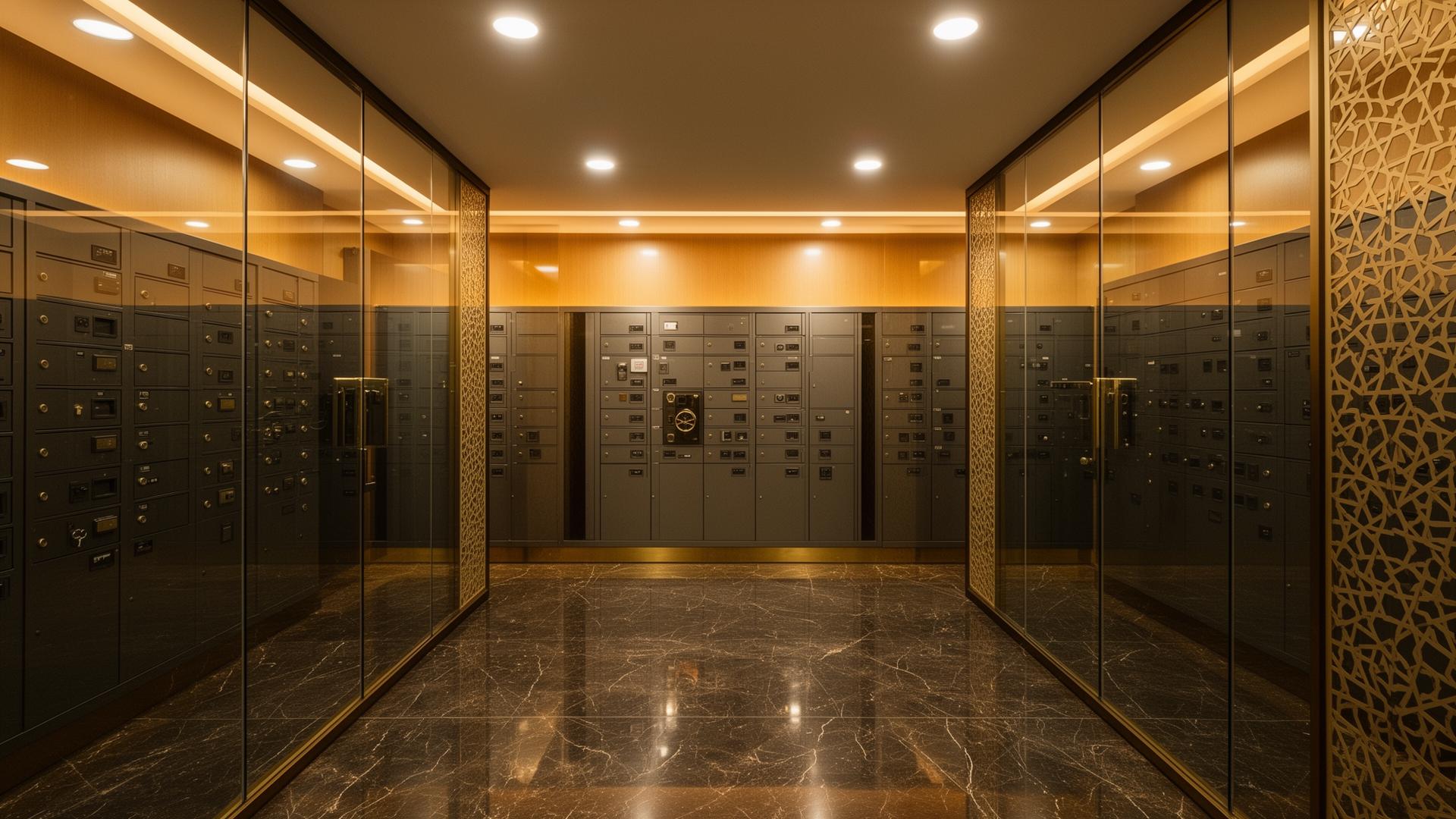 Modern secure vault with Islamic geometric patterns